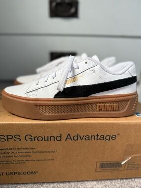 Puma Smash Platform V3 Mono Twist Sneakers with Black Formstrip and Gum Sole